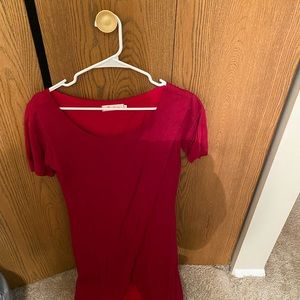 Red short sleeved high low dress
